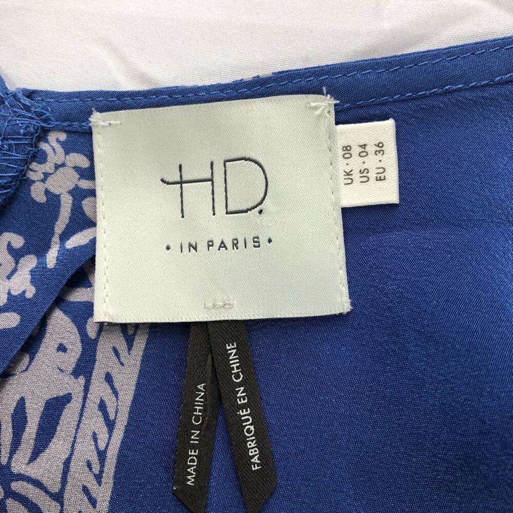 Anthropologie blue moonset asymmetrical handkerchief v neck tank top silk sz 4 - Picture 4 of 11